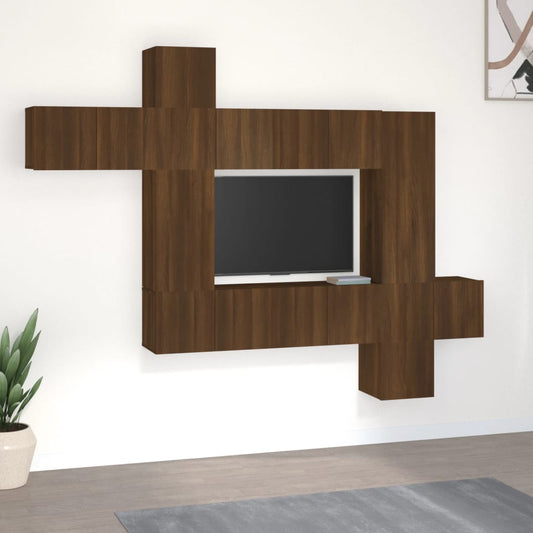 Berkfield 10 Piece TV Cabinet Set Brown Oak Engineered Wood