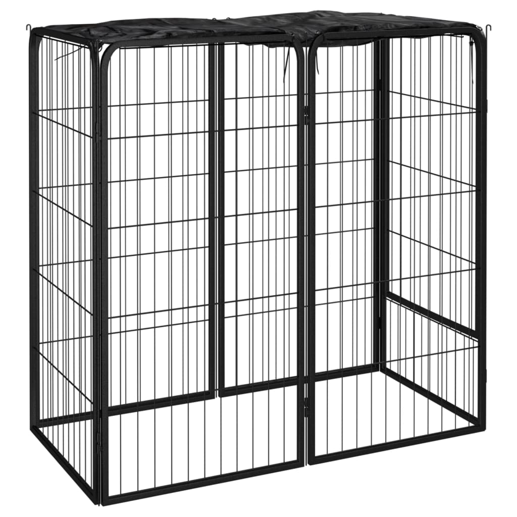 Berkfield Dog Playpen 6 Panels Black 50x100 cm Powder-coated Steel