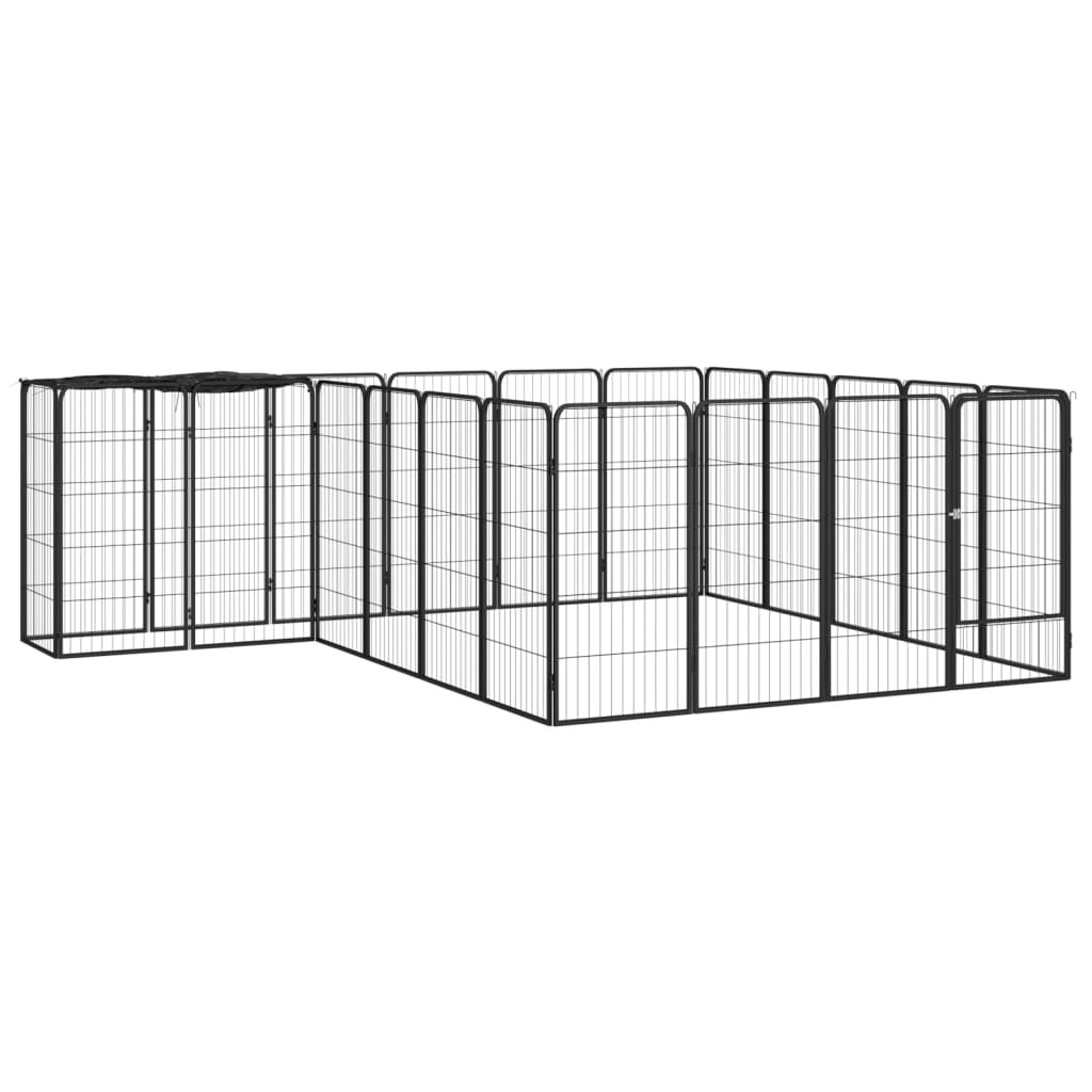 Berkfield 22-Panel Dog Playpen Black 50x100 cm Powder-coated Steel