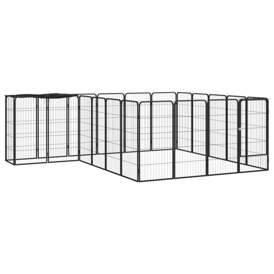 Berkfield 22-Panel Dog Playpen Black 50x100 cm Powder-coated Steel