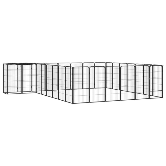 Berkfield 30-Panel Dog Playpen Black 50x100 cm Powder-coated Steel