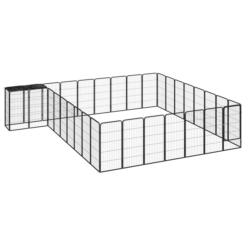 Berkfield 34-Panel Dog Playpen Black 50x100 cm Powder-coated Steel