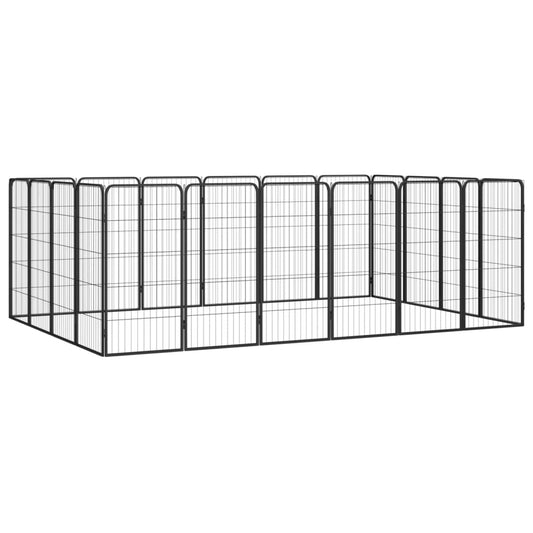 Berkfield 20-Panel Dog Playpen Black 50x100 cm Powder-coated Steel