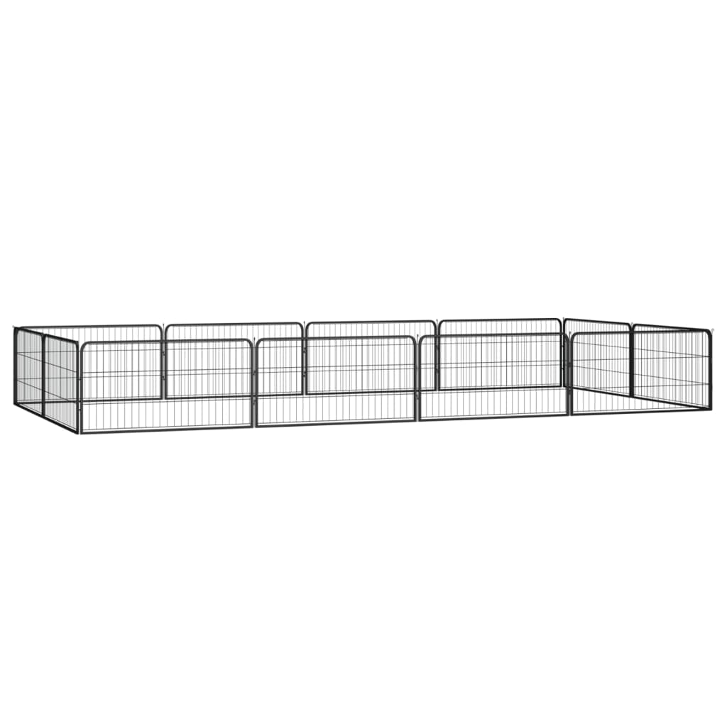 Berkfield 12-Panel Dog Playpen Black 100x50 cm Powder-coated Steel