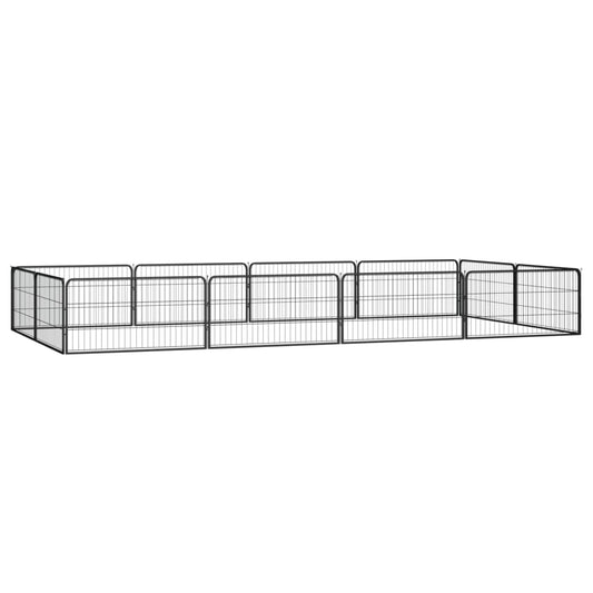 Berkfield 12-Panel Dog Playpen Black 100x50 cm Powder-coated Steel