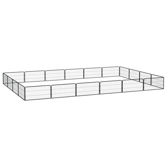 Berkfield 20-Panel Dog Playpen Black 100x50 cm Powder-coated Steel