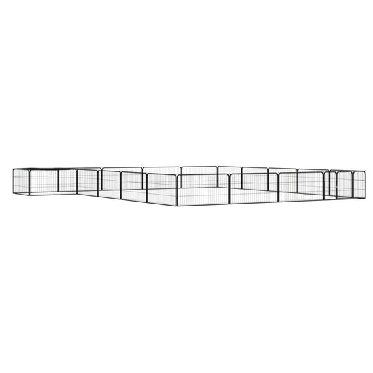 Berkfield 20-Panel Dog Playpen Black 100x50 cm Powder-coated Steel