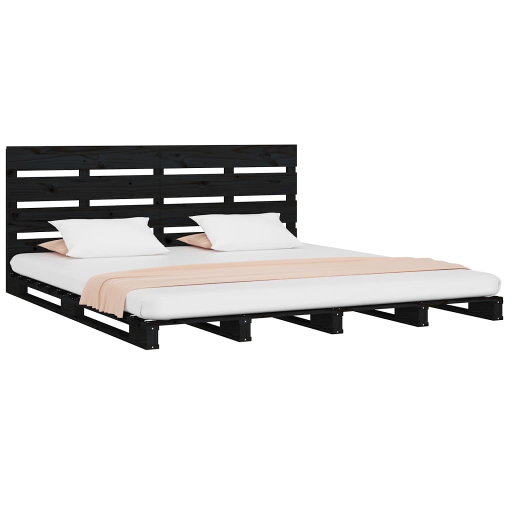 Berkfield Bed Frame Black 140x200 cm Solid Wood Pine