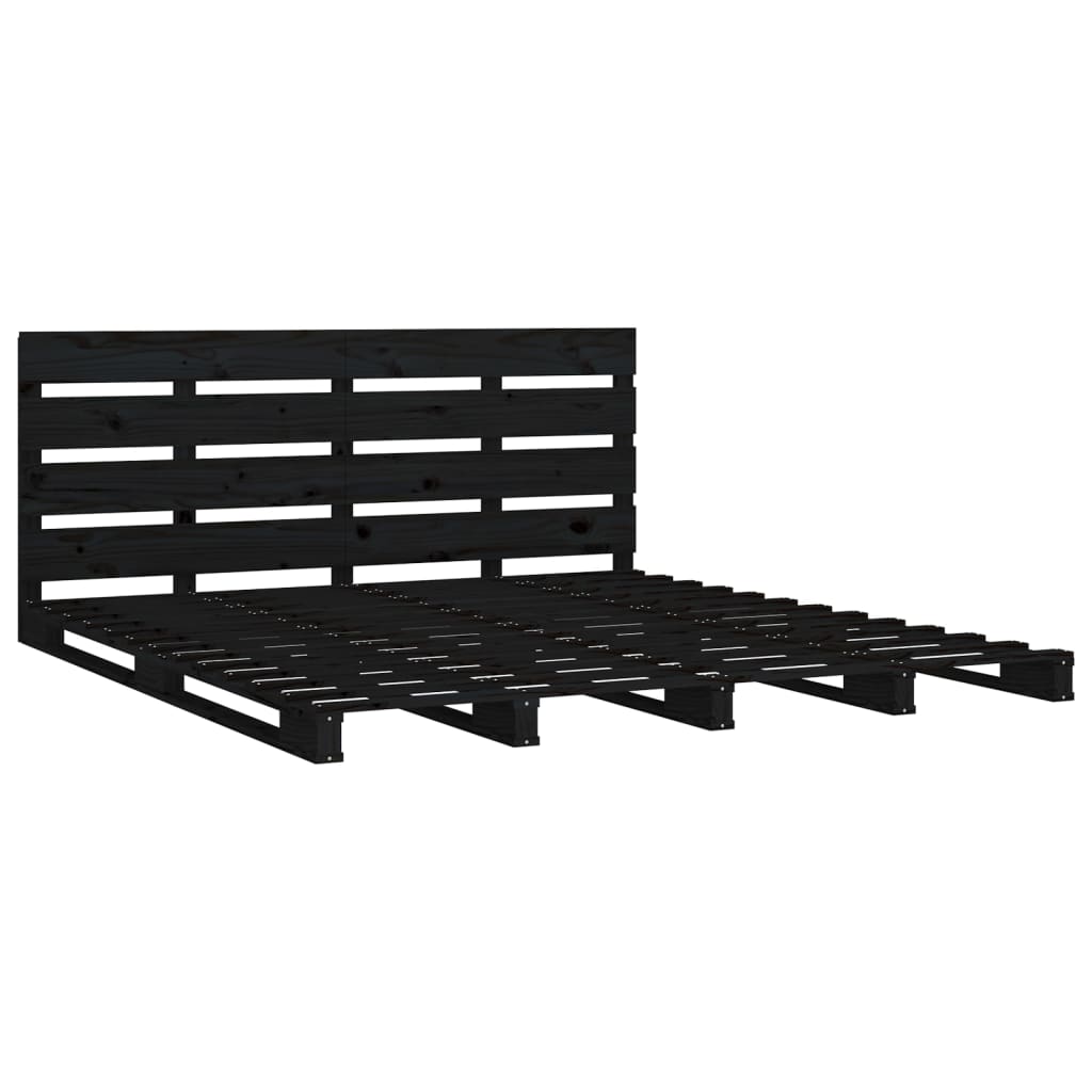 Berkfield Bed Frame Black 140x200 cm Solid Wood Pine