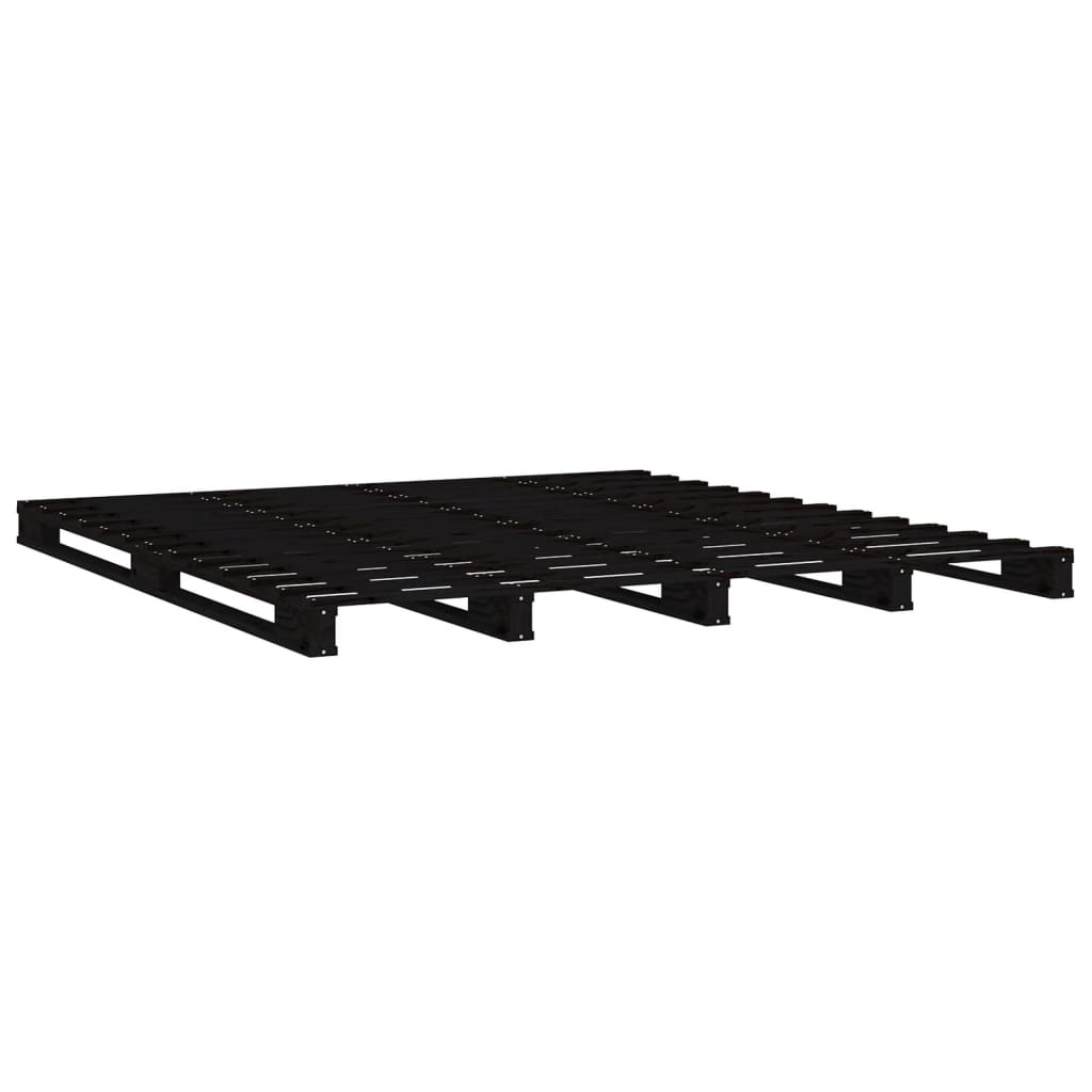 Berkfield Bed Frame Black 140x200 cm Solid Wood Pine