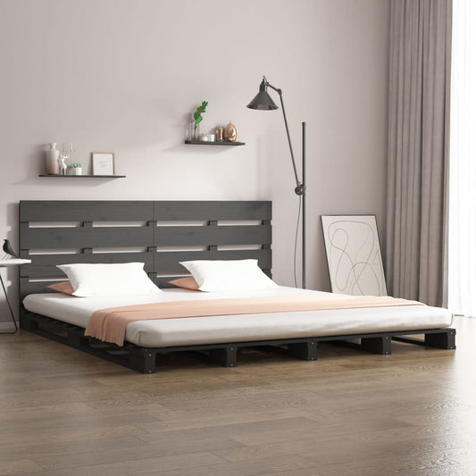 Berkfield Bed Frame Grey 150x200 cm Solid Wood Pine King Size