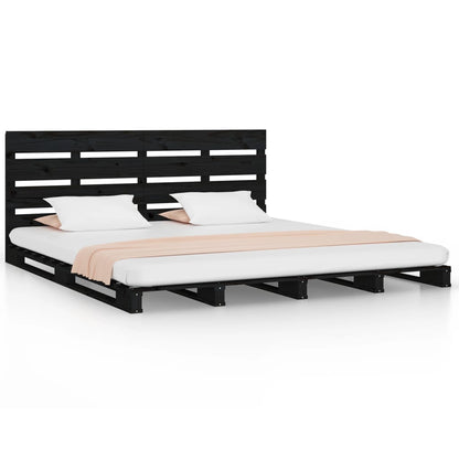 Berkfield Bed Frame Black 150x200 cm Solid Wood Pine King Size