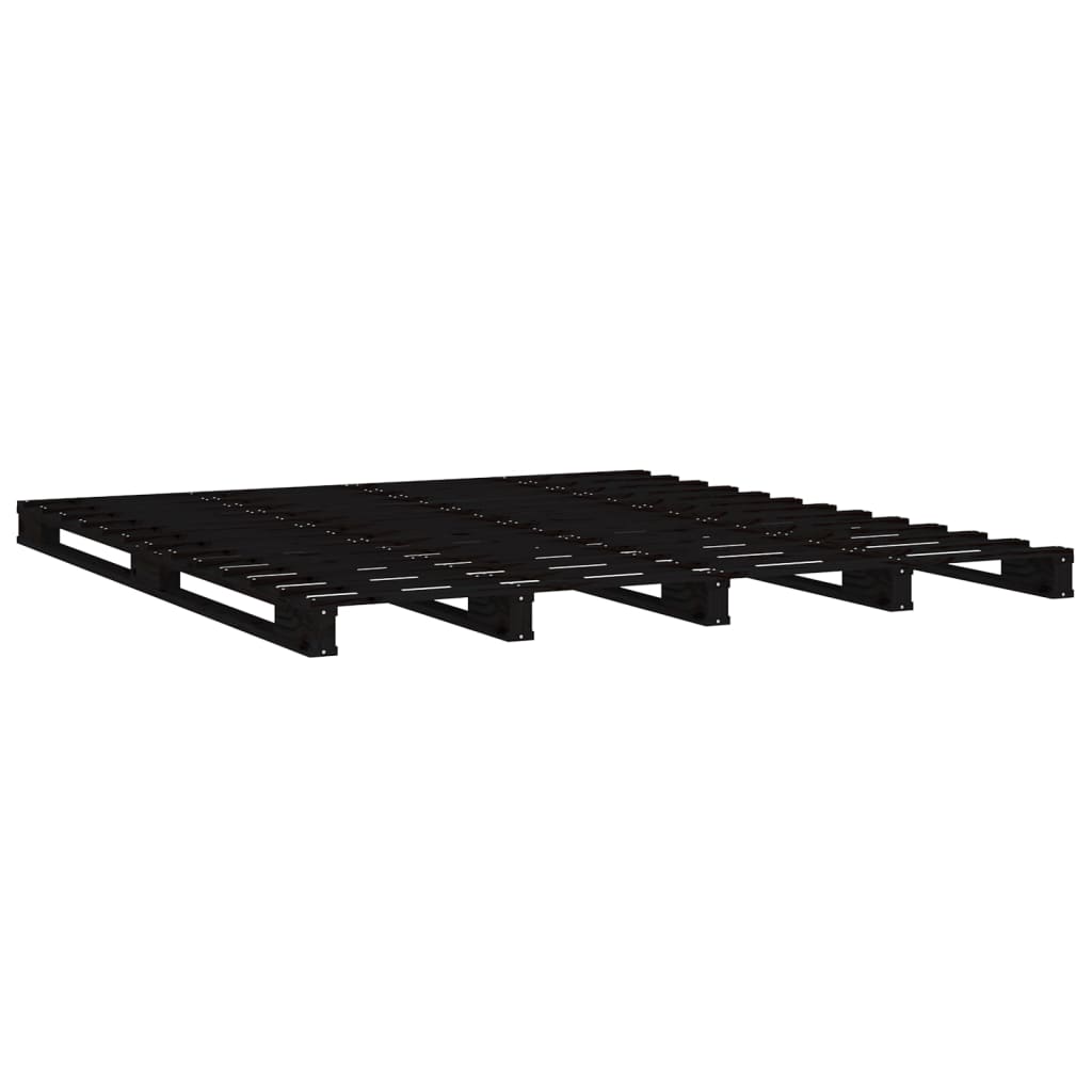 Berkfield Bed Frame Black 150x200 cm Solid Wood Pine King Size