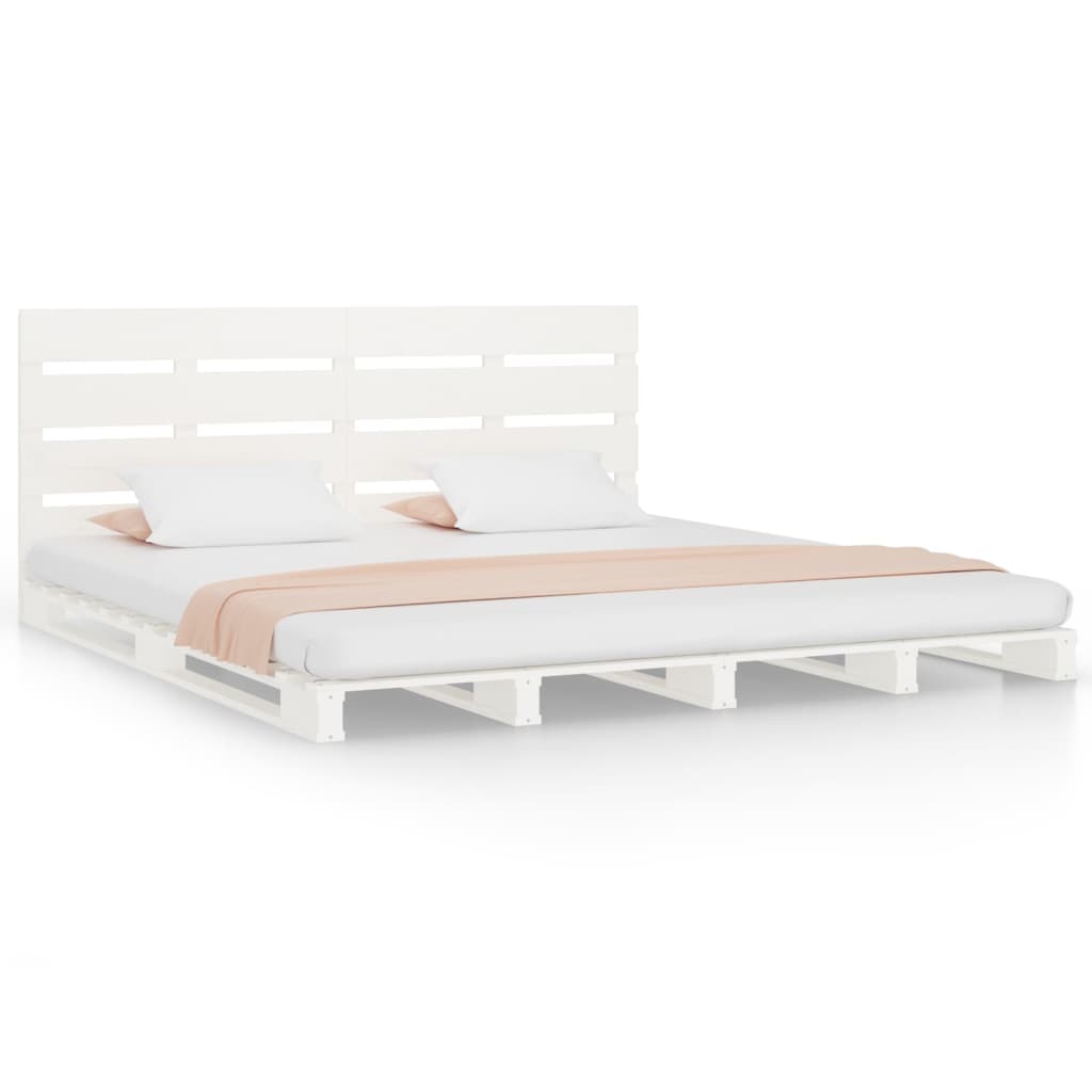 Berkfield Bed Frame White 180x200 cm Solid Wood Pine Super King Size