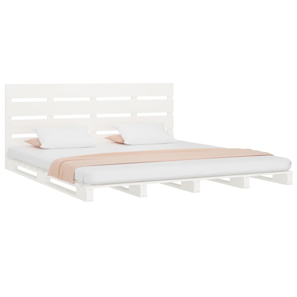 Berkfield Bed Frame White 180x200 cm Solid Wood Pine Super King Size