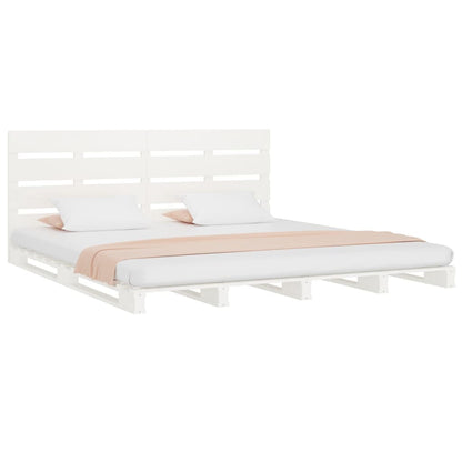 Berkfield Bed Frame White 180x200 cm Solid Wood Pine Super King Size