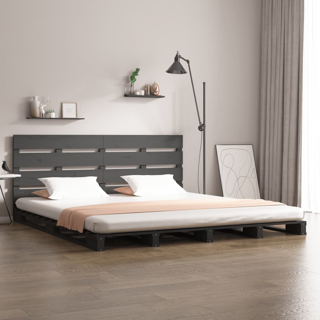 Berkfield Bed Frame Grey 180x200 cm Solid Wood Pine Super King Size