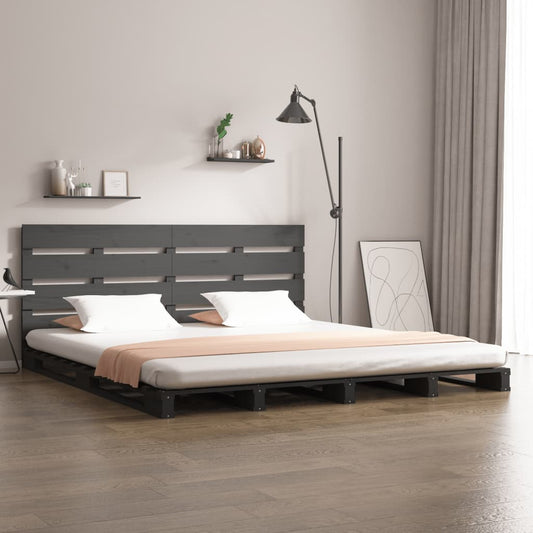 Berkfield Bed Frame Grey 180x200 cm Solid Wood Pine Super King Size