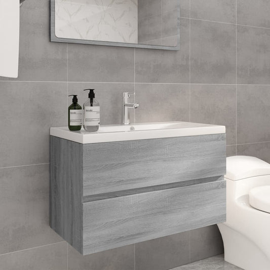 Berkfield Sink Cabinet with Built-in Basin Grey Sonoma Engineered Wood