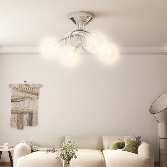 Berkfield Ceiling Lamp with Mesh Wire Shades for 4 G9 LED Lights