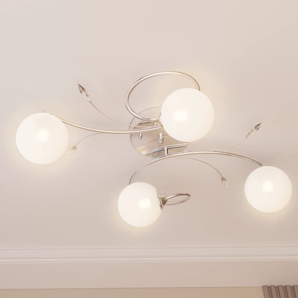 Berkfield Ceiling Lamp with Round Glass Shades for 4 G9 LED Lights