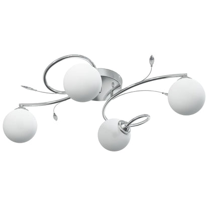 Berkfield Ceiling Lamp with Round Glass Shades for 4 G9 LED Lights