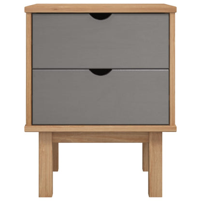 Berkfield Bedside Cabinet OTTA Brown&Grey 46x39.5x57 cm Solid Wood Pine
