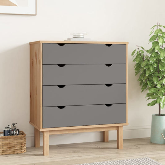 Berkfield Drawer Cabinet OTTA Brown&Grey 76.5x39.5x90cm Solid Wood Pine