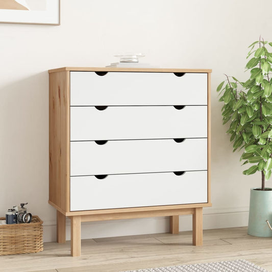 Berkfield Drawer Cabinet OTTA Brown&White 76.5x39.5x90cm Solid Wood Pine