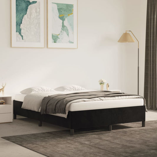 Berkfield Bed Frame Black 135x190 cm 4FT6 Double Velvet
