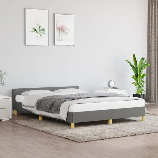 Berkfield Bed Frame with Headboard Dark Grey 180x200cm 6FT Super King Fabric