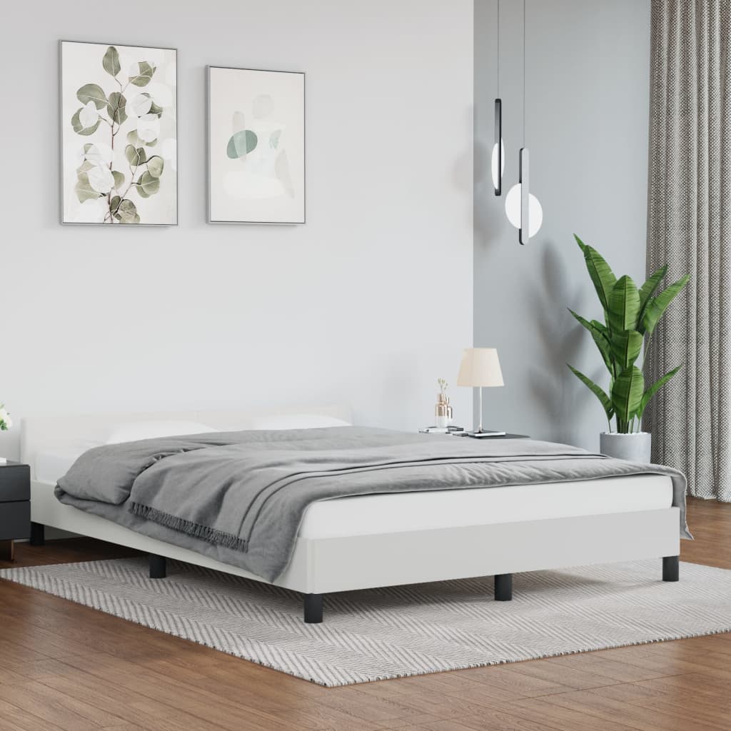 Berkfield Bed Frame with Headboard White 180x200cm 6FT Super King Faux Leather