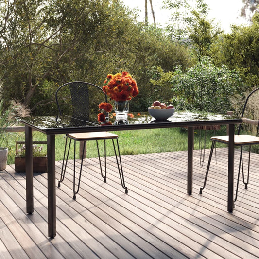 Berkfield Garden Dining Table Black 160x80x74cm Steel and Tempered Glass