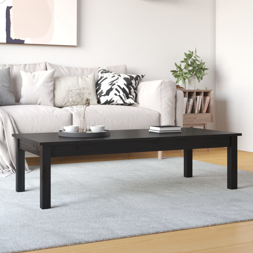 Berkfield Coffee Table Black 110x50x30 cm Solid Wood Pine