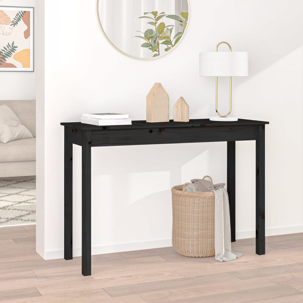Berkfield Console Table Black 110x40x75 cm Solid Wood Pine