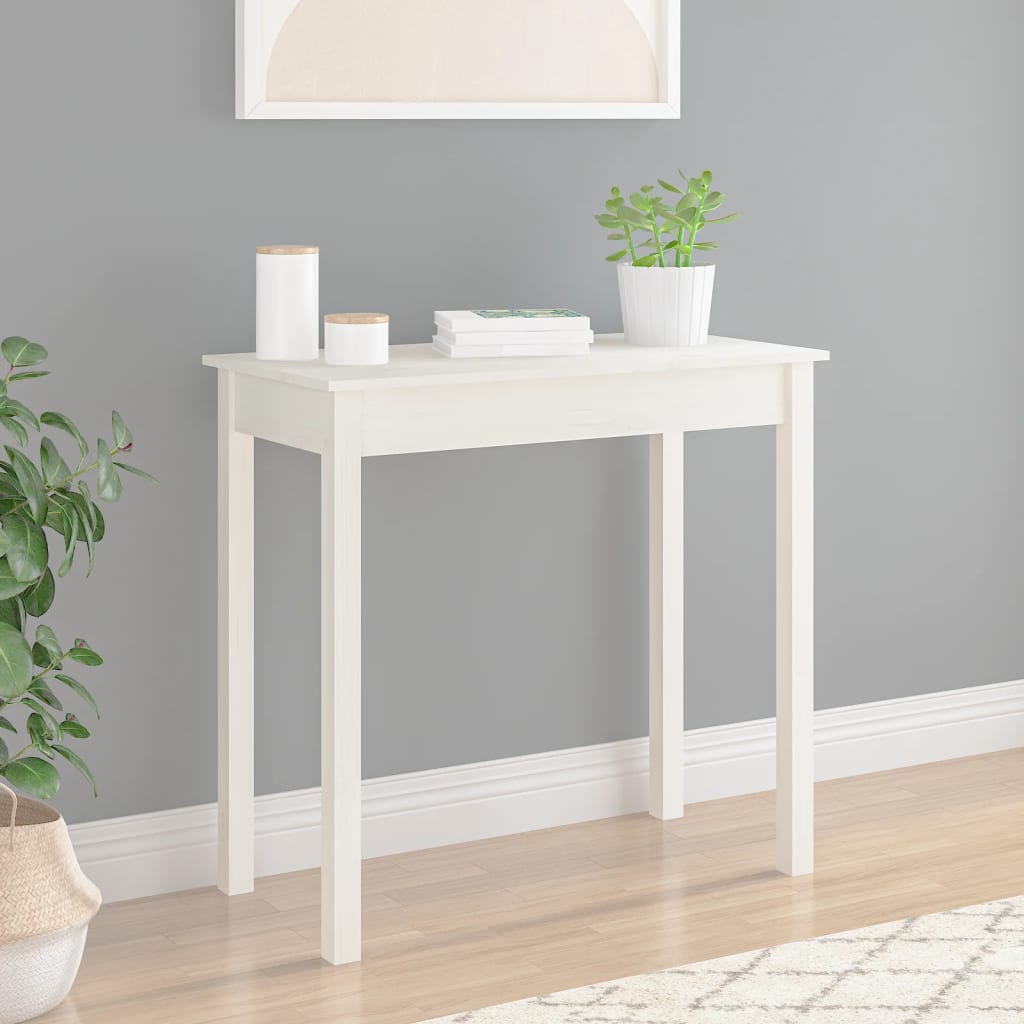 Berkfield Console Table White 80x40x75 cm Solid Wood Pine