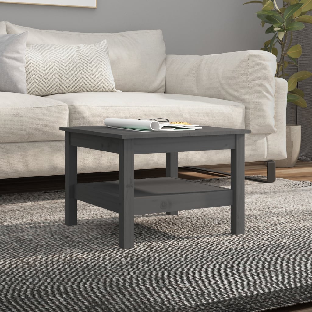 Berkfield Coffee Table Grey 55x55x40 cm Solid Wood Pine
