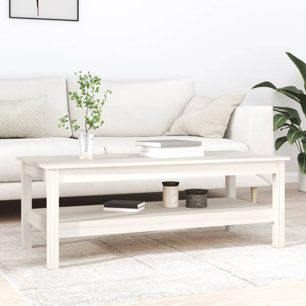 Berkfield Coffee Table White 110x50x40 cm Solid Wood Pine