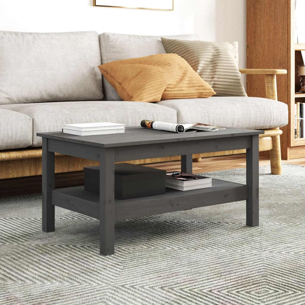Berkfield Coffee Table Grey 80x50x40 cm Solid Wood Pine