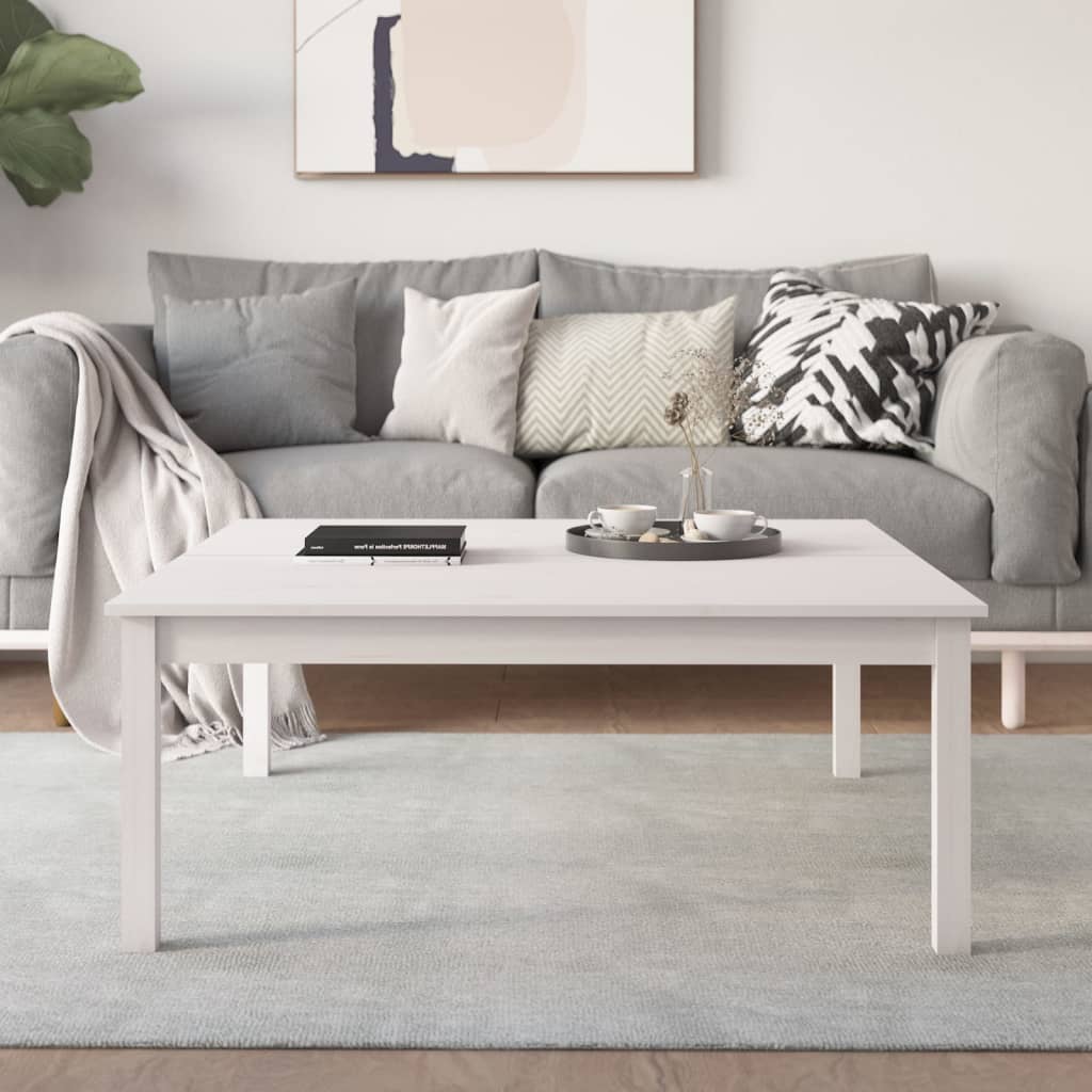 Berkfield Coffee Table White 100x100x40 cm Solid Wood Pine