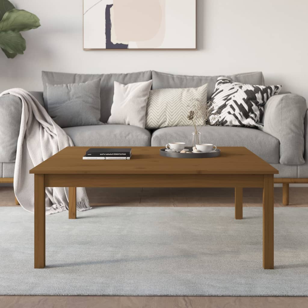 Berkfield Coffee Table Honey Brown 100x100x40 cm Solid Wood Pine