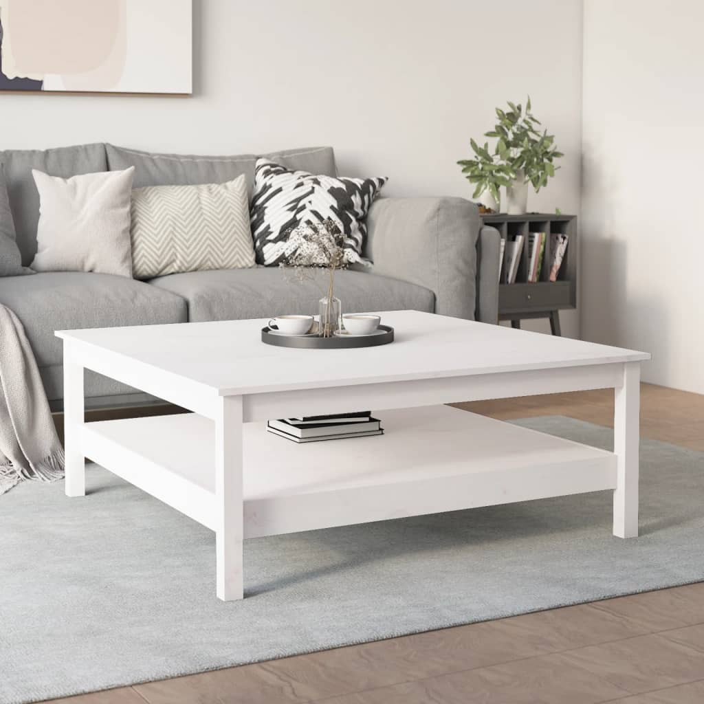 Berkfield Coffee Table White 100x100x40 cm Solid Wood Pine