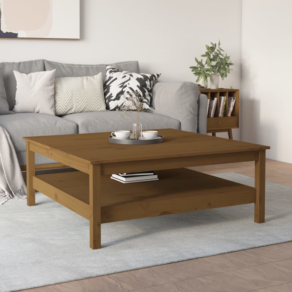 Berkfield Coffee Table Honey Brown 100x100x40 cm Solid Wood Pine