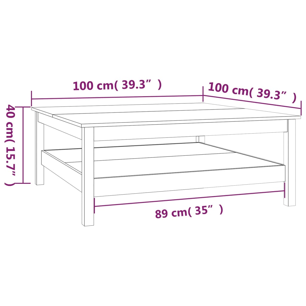 Berkfield Coffee Table Honey Brown 100x100x40 cm Solid Wood Pine