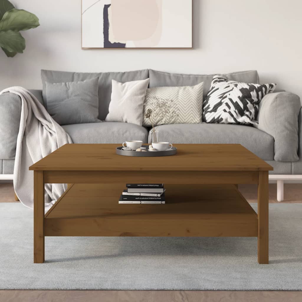 Berkfield Coffee Table Honey Brown 100x100x40 cm Solid Wood Pine