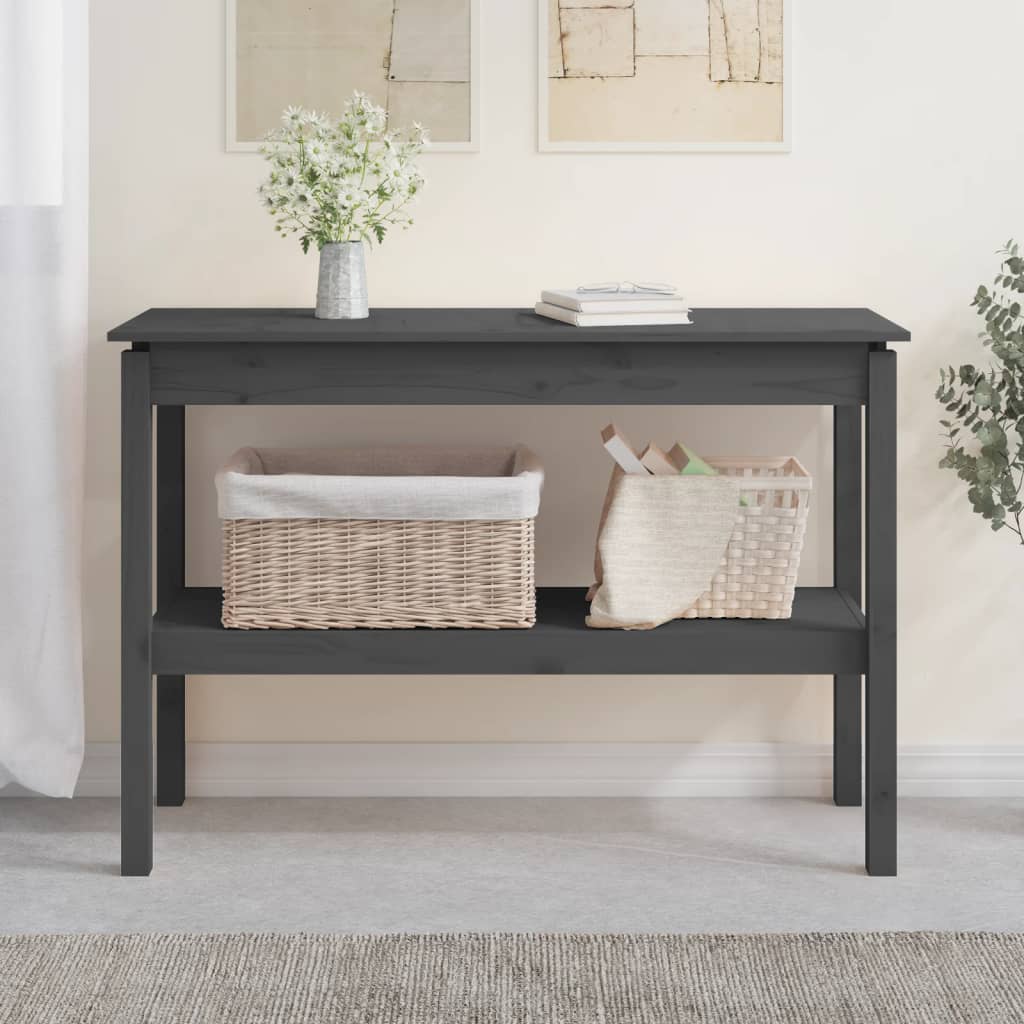 Berkfield Console Table Grey 110x40x75 cm Solid Wood Pine
