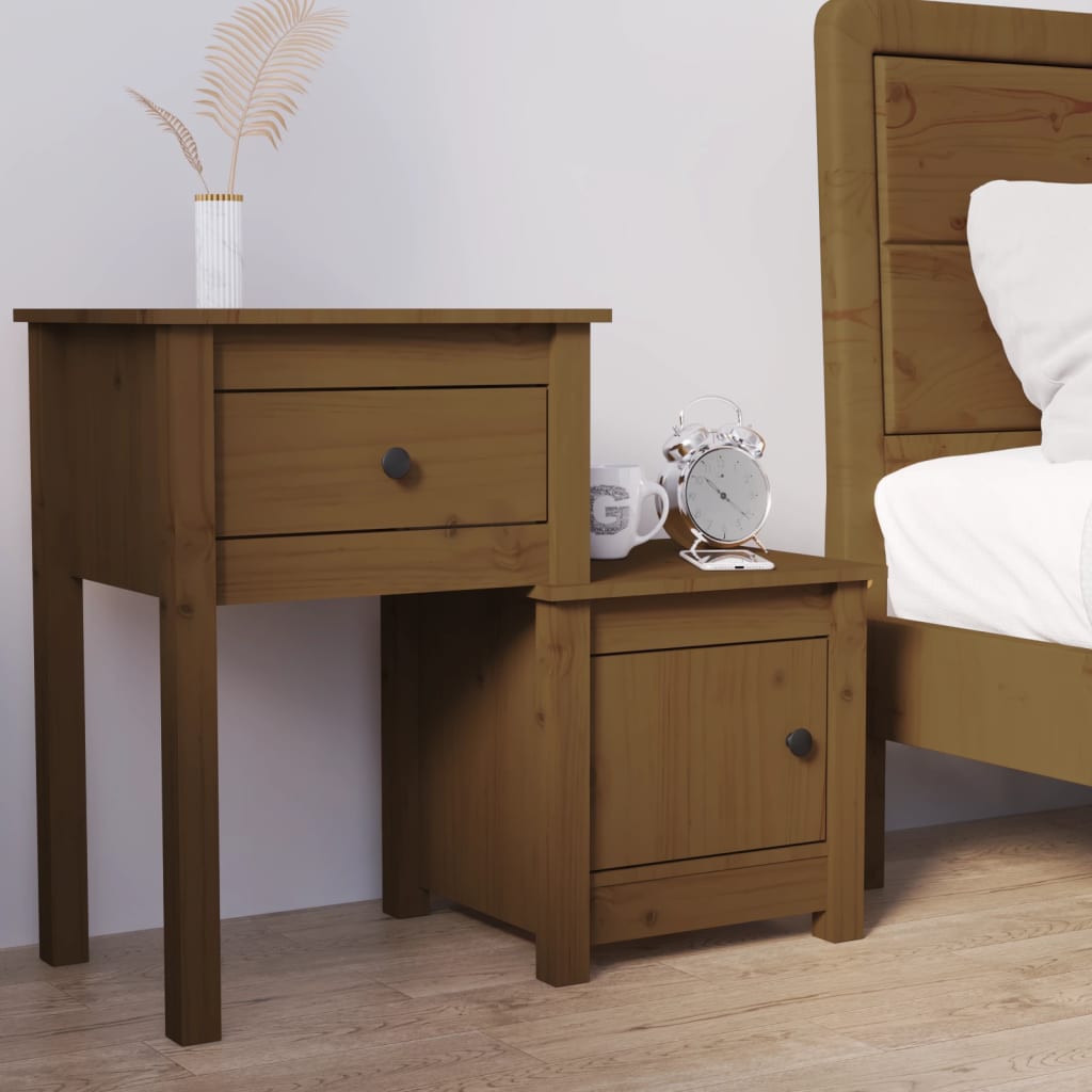 Berkfield Bedside Cabinet Honey Brown 79.5x38x65.5 cm Solid Wood Pine