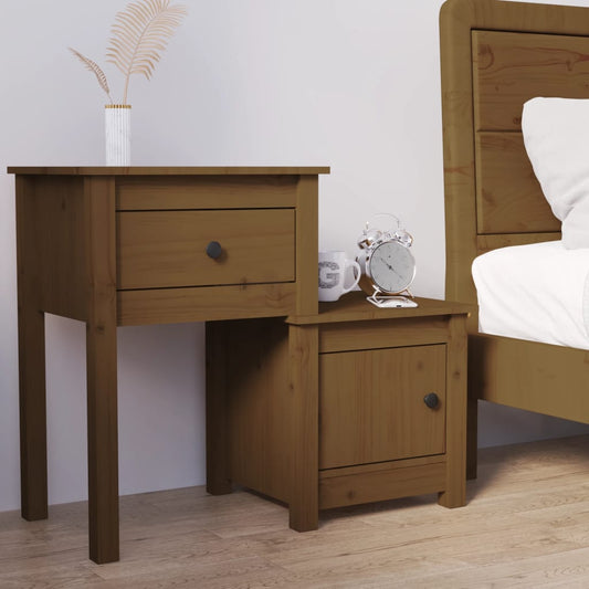 Berkfield Bedside Cabinet Honey Brown 79.5x38x65.5 cm Solid Wood Pine