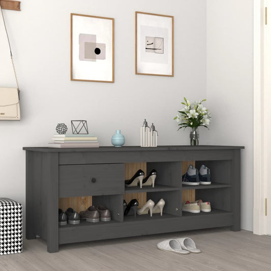 Berkfield Shoe Cabinet Grey 110x38x45.5 cm Solid Wood Pine