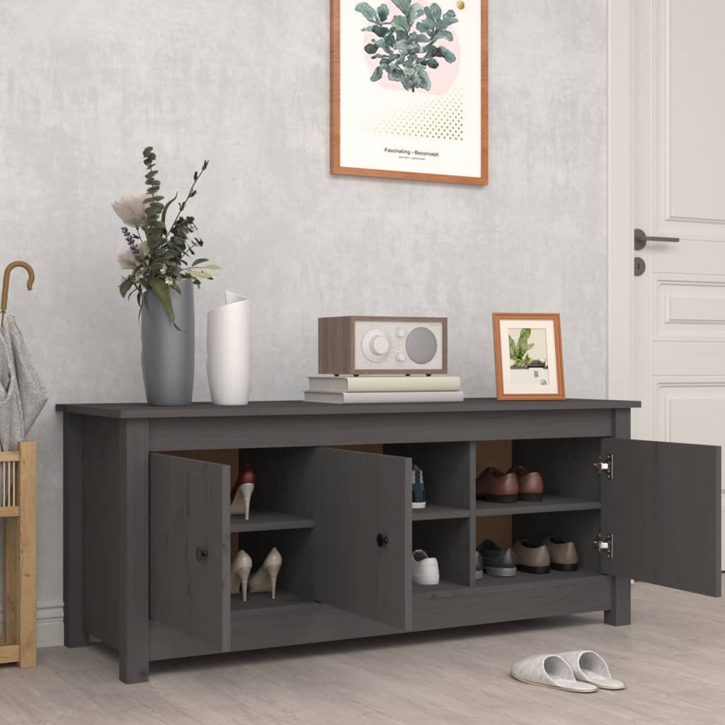 Berkfield Shoe Cabinet Grey 110x38x45.5 cm Solid Wood Pine